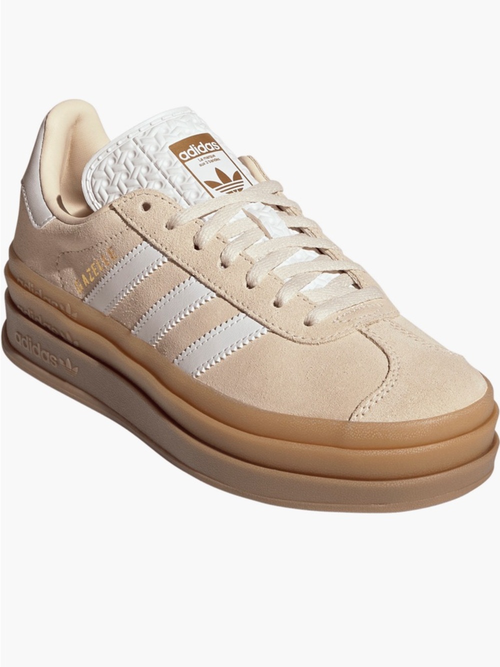 Adidas Gazelle Bold Beige and White Platform Suede 6Youth or 7.5 women’s